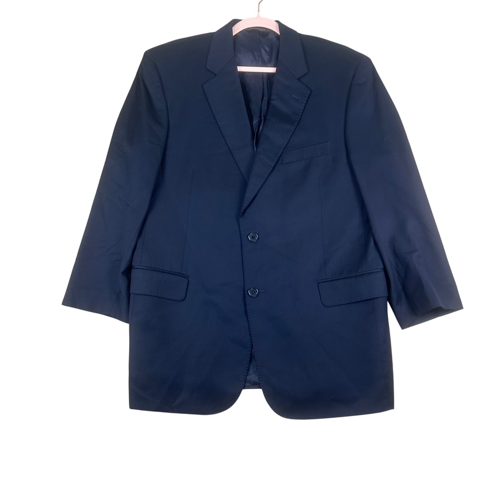 Jos A Bank‎ Signature Gold Navy Blue Wool Blazer Sport Coat 44 RG